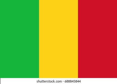 Official flag of Mali. Vector illustration. National Mali symbol. Patriotism and traveling theme.