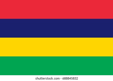 Official flag of Mauritius. Vector illustration. National Mauritius symbol. Patriotism and traveling theme.