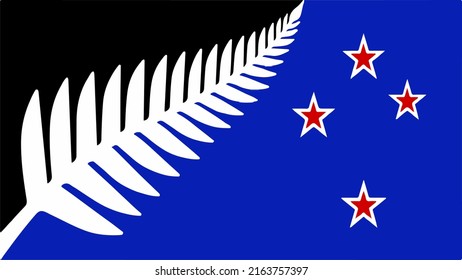 Official flag of new zealand new form. Lockwood silver fern flag. new zealand new form flag with correct proportions and colors. background texture of flag. Vector illustration.