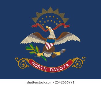  The official flag of North Dakota features the state seal on a blue field, symbolizing heritage and unity. North Dakota is known for its rich history, diverse culture, and the stunning Badlands