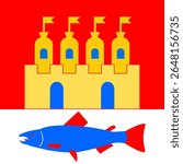 Official flag of Oulu, Finland. An authentic vector capturing this northern technology city