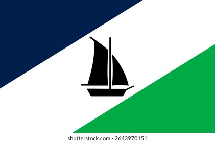 Bandeira oficial de Puerto Montt, Chile. Ilustração vetorial autêntica para viagens, cultura e projetos de identidade nacional. Este símbolo da cidade chilena é perfeito para suas necessidades de design