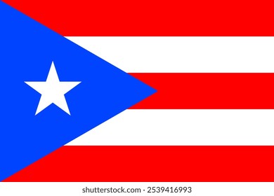 A bandeira oficial de Porto Rico apresenta cores vermelho, branco e azul arrojadas, simbolizando sua rica história e cultura vibrante como um território dos EUA no Caribe