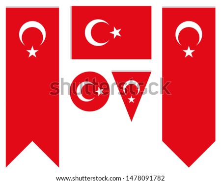 The official flag of the Republic of Turkey. Made to original specifications in both size and color. Turkish flag set. Standard Turkish Flag dimensions vector.