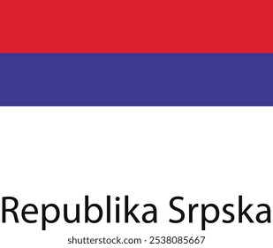 La bandera oficial de la República Srpska, una entidad dentro de Bosnia y Herzegovina. Cuenta con tres franjas Horizontales: rojo, azul y blanco.