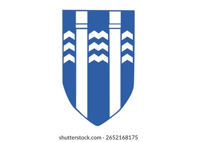 Bandeira oficial de Reykjavik, Islândia. Um vetor autêntico que captura o símbolo desta capital nórdica, conhecido pelas maravilhas geotérmicas e pela natureza. Perfeito para viagens e projetos de identidade islandesa