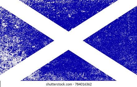 The official flag for Scotland Part of the United Kingdom of Great Britain in white grunge style.