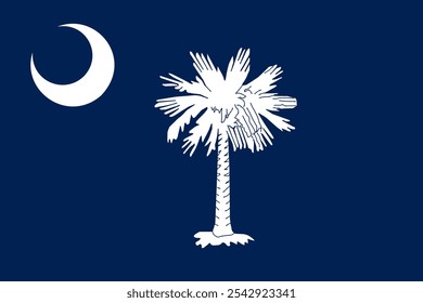 A bandeira oficial da Carolina do Sul apresenta uma árvore branca de palmetto e um crescente em um campo azul, simbolizando herança e unidade