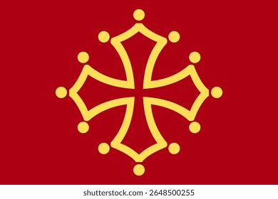 Official flag of Toulouse, France. An authentic vector capturing this "Pink City's" symbol, known for aerospace and Occitan heritage. Perfect for travel and French identity projects