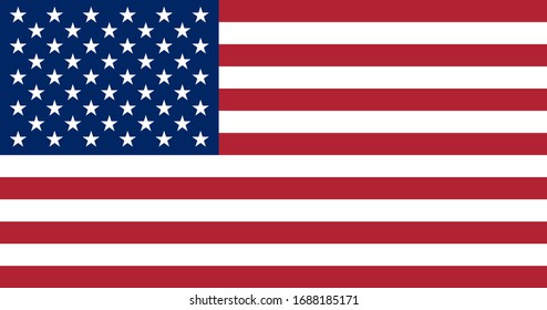 Official flag of USA. US flag with correct proportions and colors. Flat icon. Texture map. Vector illustration