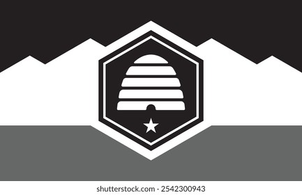 The official flag of the Utah state in white and black colors. Vector illustration