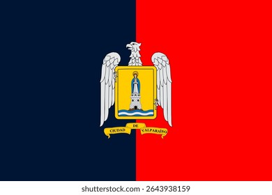 Bandeira oficial de Valparaíso, Chile. Ilustração vetorial autêntica para viagens, cultura e projetos de identidade nacional. Este símbolo da cidade chilena é perfeito para suas necessidades de design
