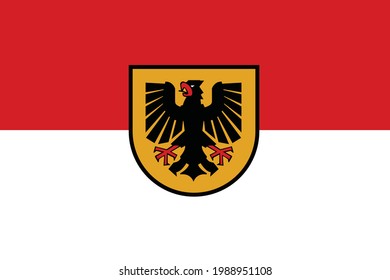 Official flag vector illustration of the German regional capital city of Dortmund, Germany