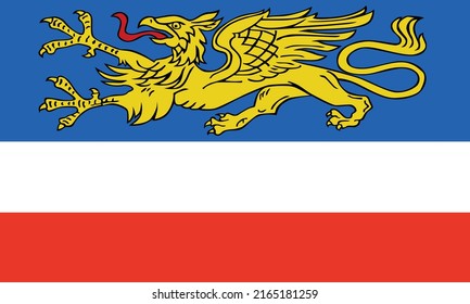 Official flag vector illustration of the German regional capital city of ROSTOCK, GERMANY