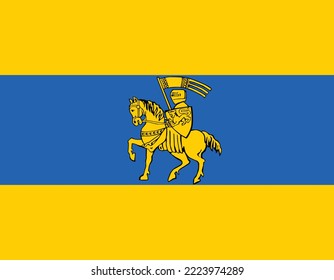 Official flag vector illustration of the German regional capital city of SCHWERIN, GERMANY