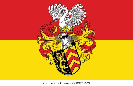 Official flag vector illustration of the German town of HANAU, GERMANY