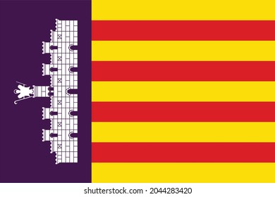 Official flag vector illustration of the Spanish regional capital city of Palma, Spain