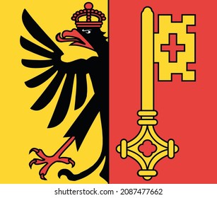 Official flag vector illustration of the Swiss regional capital city of Geneva, Switzerland