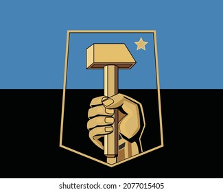 Ilustración vectorial de la bandera oficial de la capital regional ucraniana de Donetsk, Ucrania