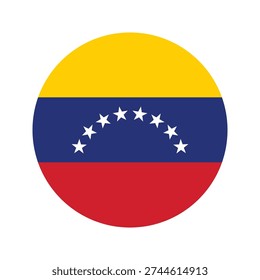 Official Flag of Venezuela Circle Shape Icon – Round Venezuelan National Symbol