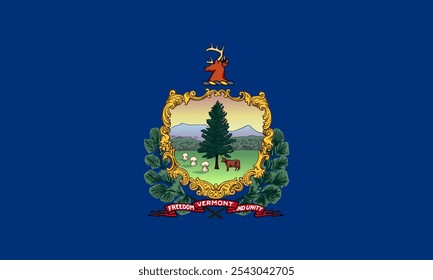 La bandera oficial de Vermont presenta símbolos que representan la herencia y la unidad. Vermont es conocido por su rica historia, cultura diversa, follaje otoñal impresionante y hermosos paisajes