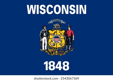 The official flag of Wisconsin features the state seal on a blue field, symbolizing heritage and unity. Wisconsin is known for its rich history, diverse culture, and stunning Great Lakes region