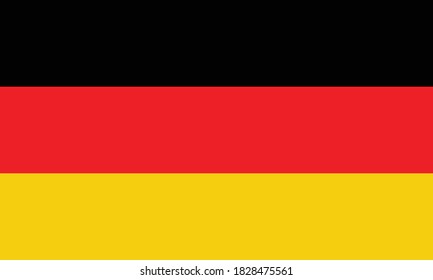 Official German Flag as EPS 10 in CMYK. The national flag of Germany is a tricolour consisting of three equal horizontal bands displaying the national colours of Germany: black, red, and gold. 1949.