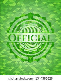 Official green emblem with mosaic background