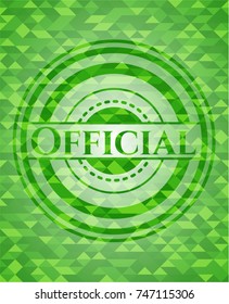 Official green emblem with triangle mosaic background