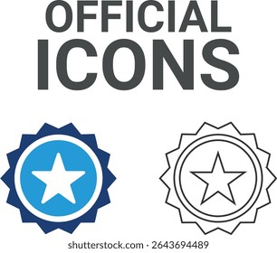 Ícones oficiais, Ícones de arte de linha. Ele contém um contrato, um acordo, um passaporte, um bilhete de identidade, um certificado, uma licença, uma patente, um testamento e muito mais. Coleção de ícones sólidos de vetor