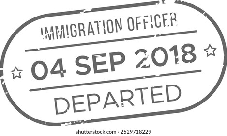 Un sello oficial de inmigración muestra la fecha de salida el 4 de septiembre de 2018, que marca la salida del viajero del país por parte de un oficial.