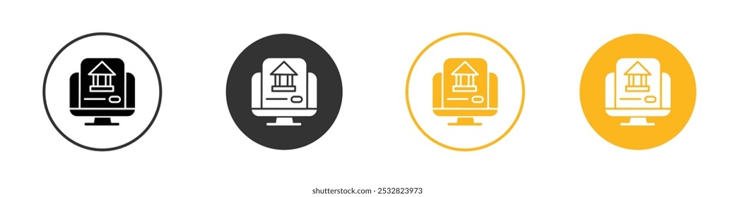 Official information online icon black and white vector outline sign