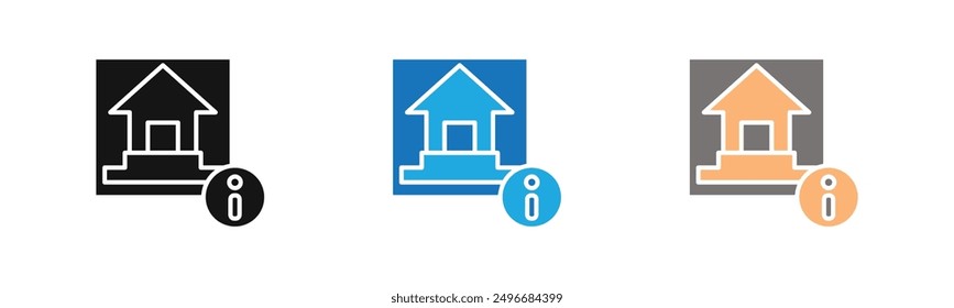 Official information online icon outline collection or set in black and white