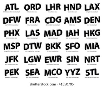 Official international abbreviations for the world's 30th busiest airports