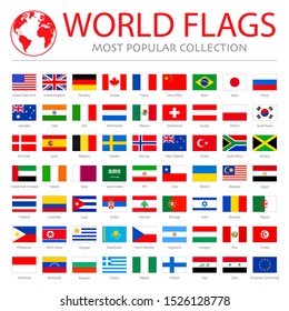 Official International National Flags of The World Vector Set