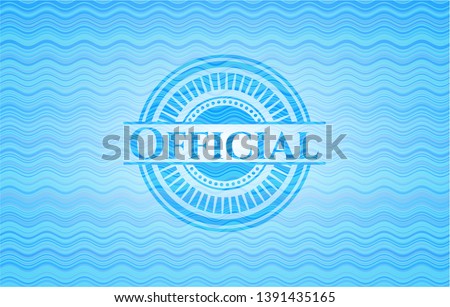 Official light blue water wave emblem. Vector Illustration. Detailed.