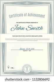 Official light green certificate of a4 format with green guilloche border. Official simple blank