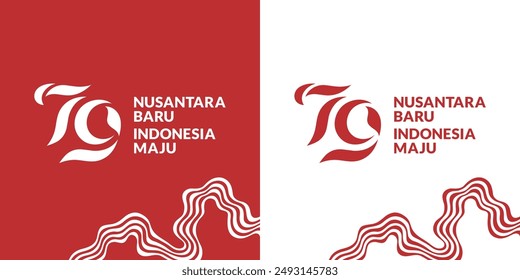 Diseño del logo oficial del Día de la Independencia de Indonesia 49 con la letra nusantara baru, en inglés es una nueva forma de vida para la nacionalidad