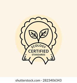 Official looking stamp verifying eco-friendly quality and environmental sustainability standards.