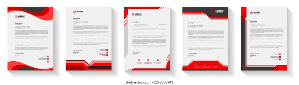 official minimal creative abstract professional newsletter corporate modern business proposal letterhead design template set with red color. letter head design set with red color. 