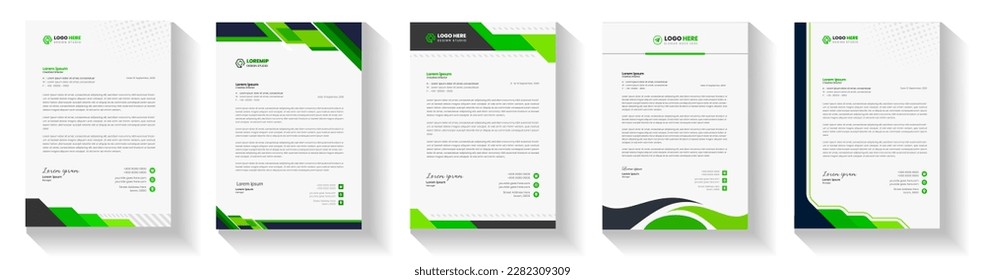 official minimal creative abstract professional newsletter corporate modern business proposal letterhead design template set with green color. letter head design set with green color. 