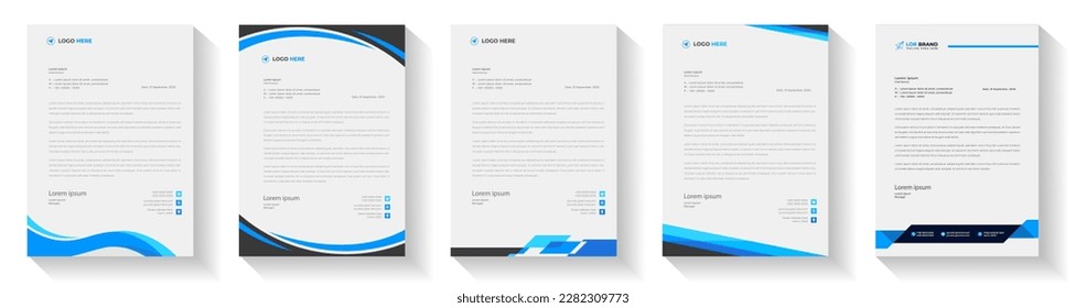 official minimal creative abstract professional newsletter corporate modern business proposal letterhead design template set with blue color. letter head design set with blue color. 