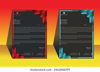 Official minimal creative abstract professional newsletter corporate modern business proposal letterhead design company template set identity personal with red color.