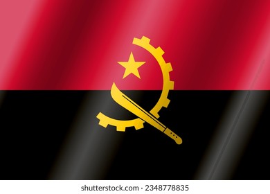 Official national flag of Angola.Vector.
3D illustration.Highly detailed flag of Angola,
with official proportions and color.