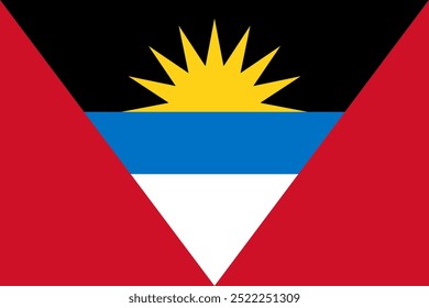 Bandeira nacional oficial de Antígua e Barbuda. Ilustração vetorial.