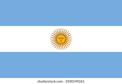 The official national flag of Argentina. Flag of the Argentine Republic. Vector illustration