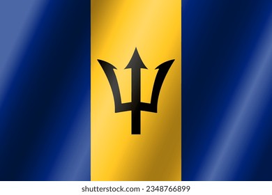 Official national flag of Barbados.Vector.
3D illustration.Highly detailed flag of Barbados,
with official proportions and color.