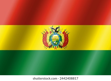 Official national flag of Bolivia with coat of arms.Vector.
3D illustration.Highly detailed Bolivia flag with coat of arms,
with official proportions and color.