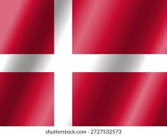 Bandera nacional oficial de Dinamarca. Vector.
Ilustración 3D. Bandera altamente detallada de Dinamarca,
con proporciones y color oficiales.