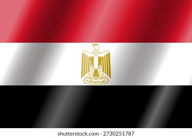 La bandera nacional oficial de Egipto.Vector.
Ilustración 3D. Bandera altamente detallada de Egipto,
con proporciones y color oficiales.